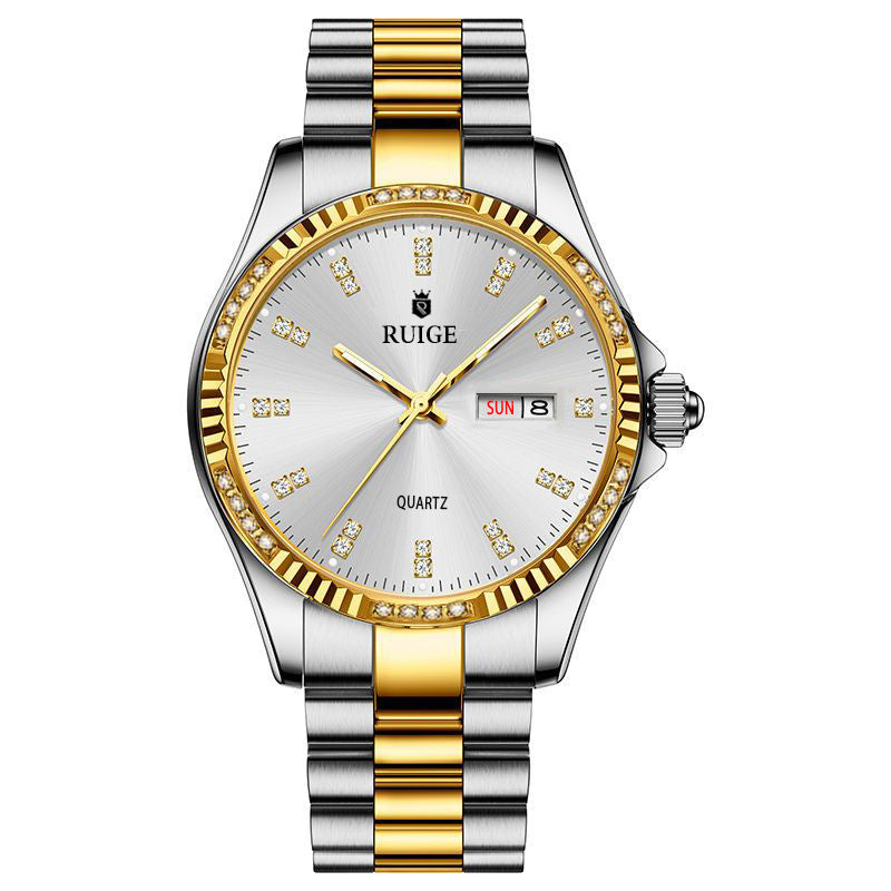 The Gold Diamond Men's Quartz Watch Waterproof.