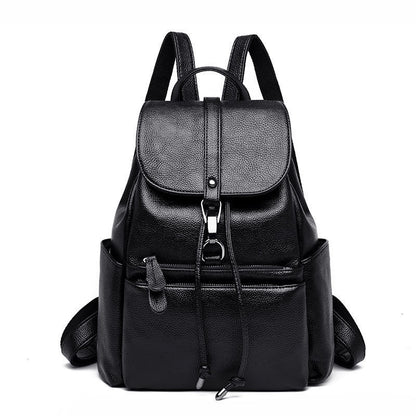 Women's Fashion Cattlehide Leather Soft Leather Casual All-matching Genuine Leather Backpack