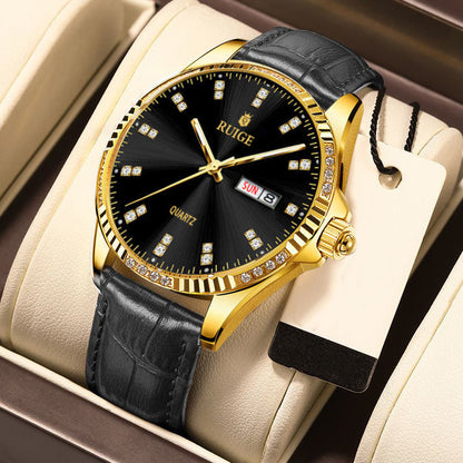 The Gold Diamond Men's Quartz Watch Waterproof.