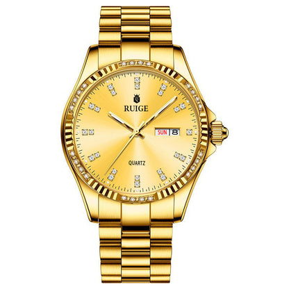 The Gold Diamond Men's Quartz Watch Waterproof.