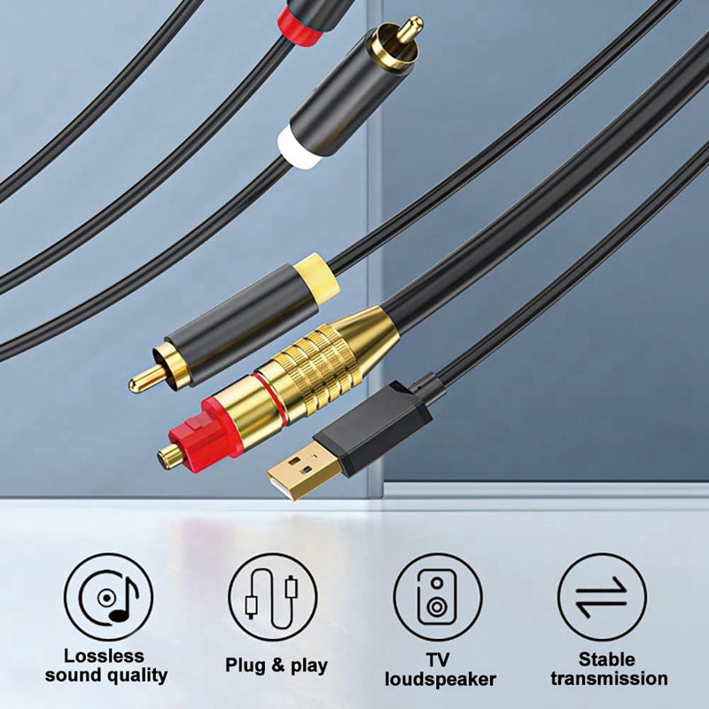 Digital Optical Cable Digital SPDIF/Optical & Coaxial To Analog L/R RCA &3.5Mm AUX Stereo Audio Cable