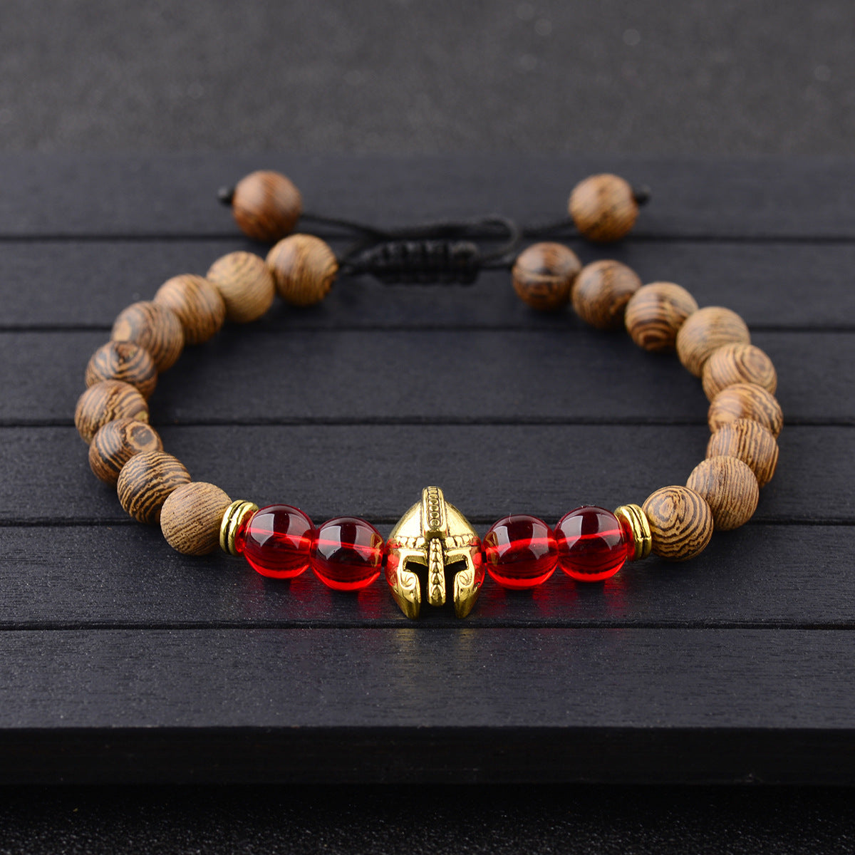 Wooden exotic bracelet gold red