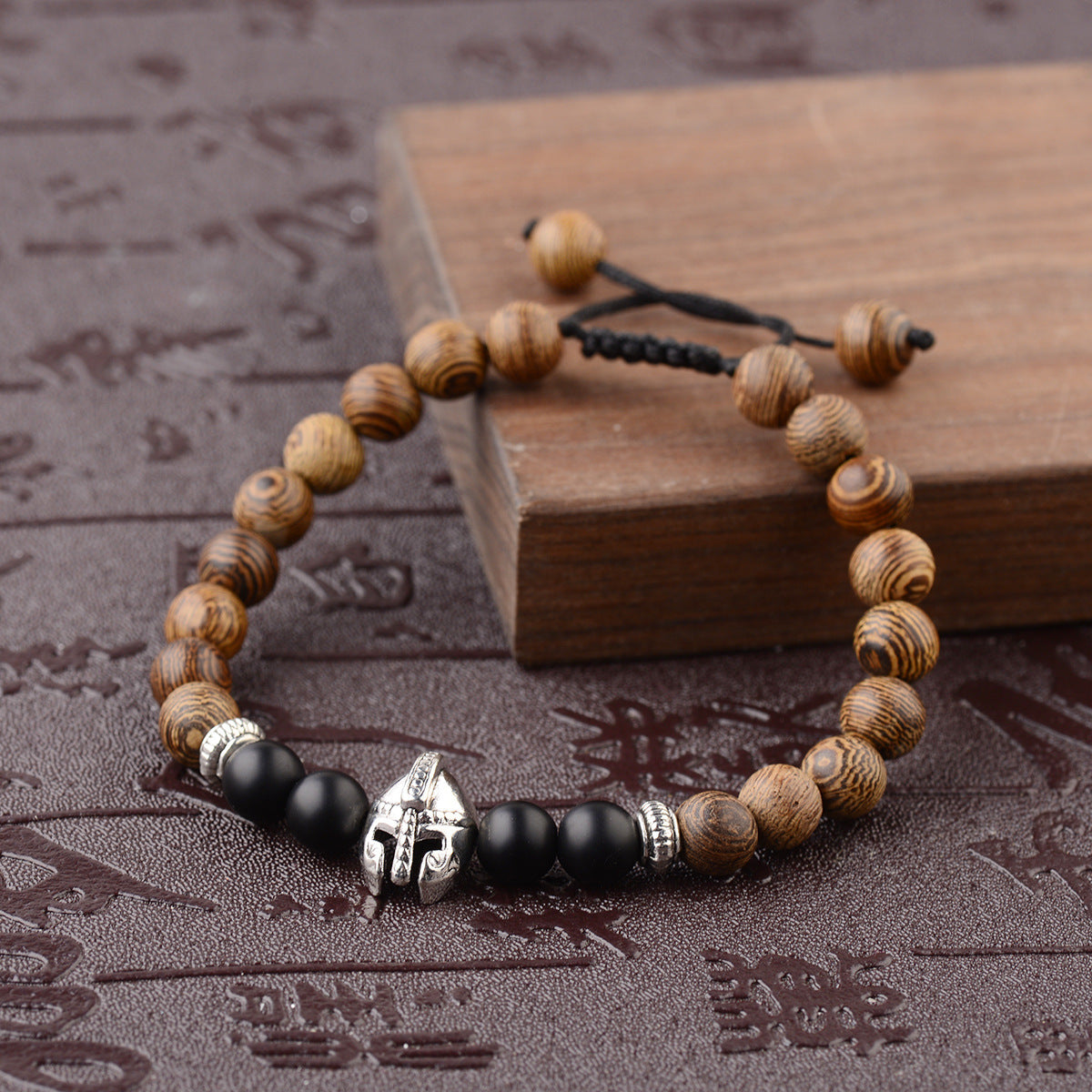 Wooden exotic bracelet silver black