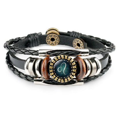 Zodiac leather bracelet Leo