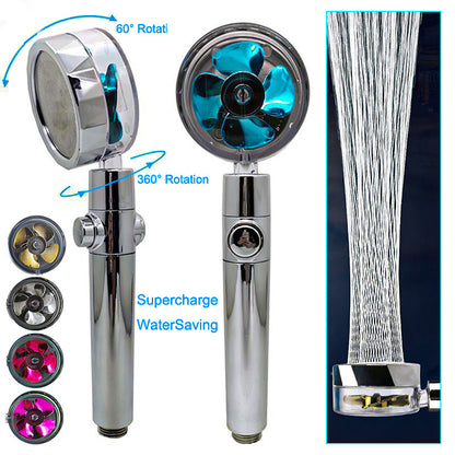 360 degree rotatable shower head with water saving flow function, with small fan