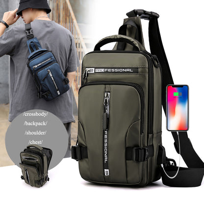 Men's multi-functional shoulder chest crossbody backpack