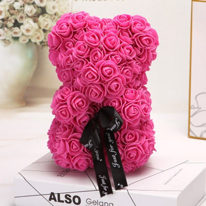 Valentine's Day Gift Rose Bear Eternal Flower Rose Teddy Bear PE Foam Bear 25cm Valentines Day