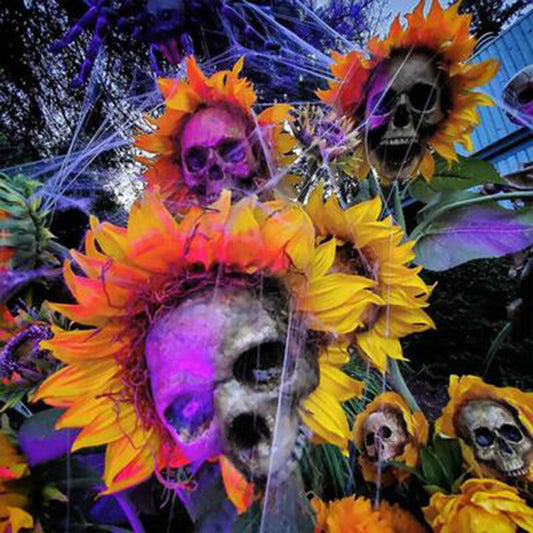 Scary flower decoration Skull sunflower Halloween decoration