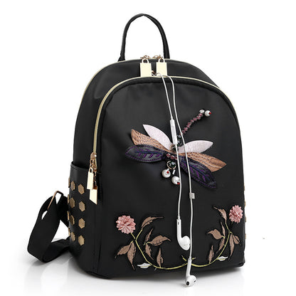 Waterproof Embroidery Backpack: Large Capacity, Ultra-light for Leisure Travel