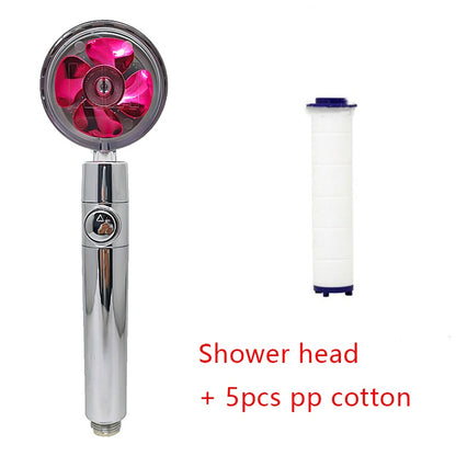 360 degree rotatable shower head with water saving flow function, with small fan