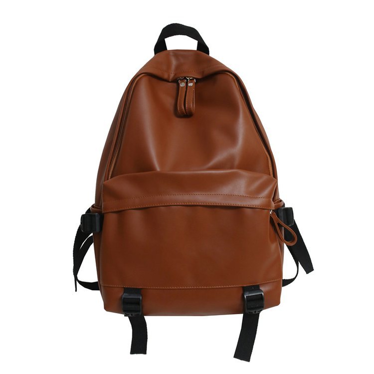 Japanese Simple Large Capacity Soft Leather Backpack Male