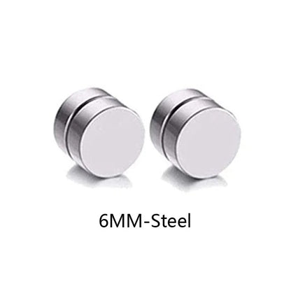 Stainless steel stud earrings for unpierced ear, magnet clip