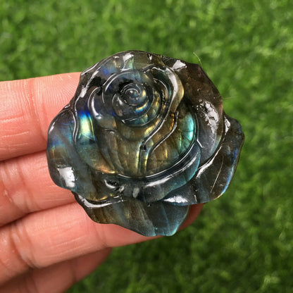 Rough Crystal Rose Flower Labradorite Stone for Crafts