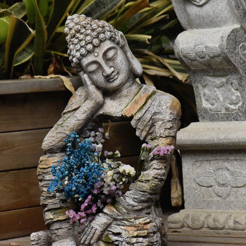 Resin Zen Buddha statue flower pot for garden decoration