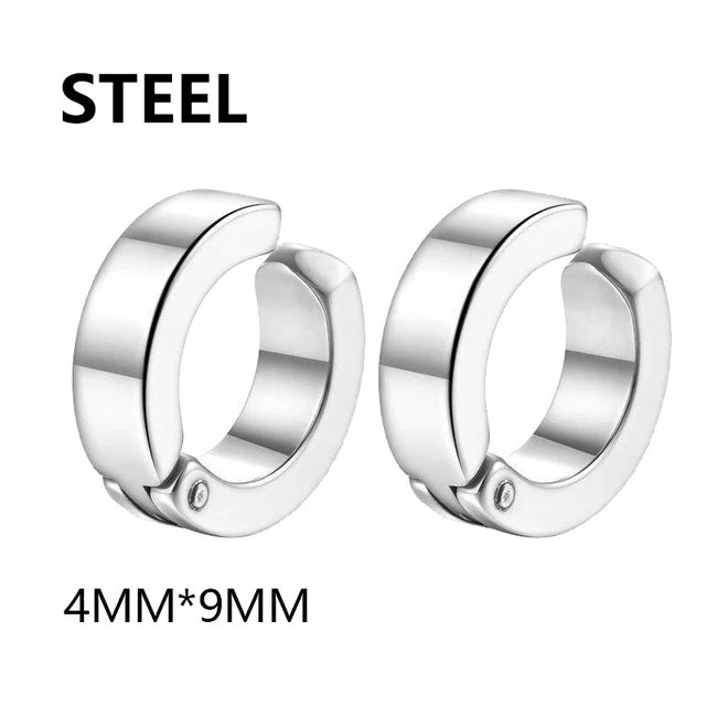 Stainless steel stud earrings for unpierced ear, magnet clip