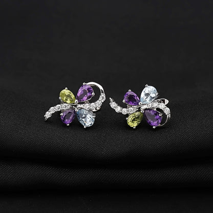 925 sterling silver butterfly shaped gemstone earrings