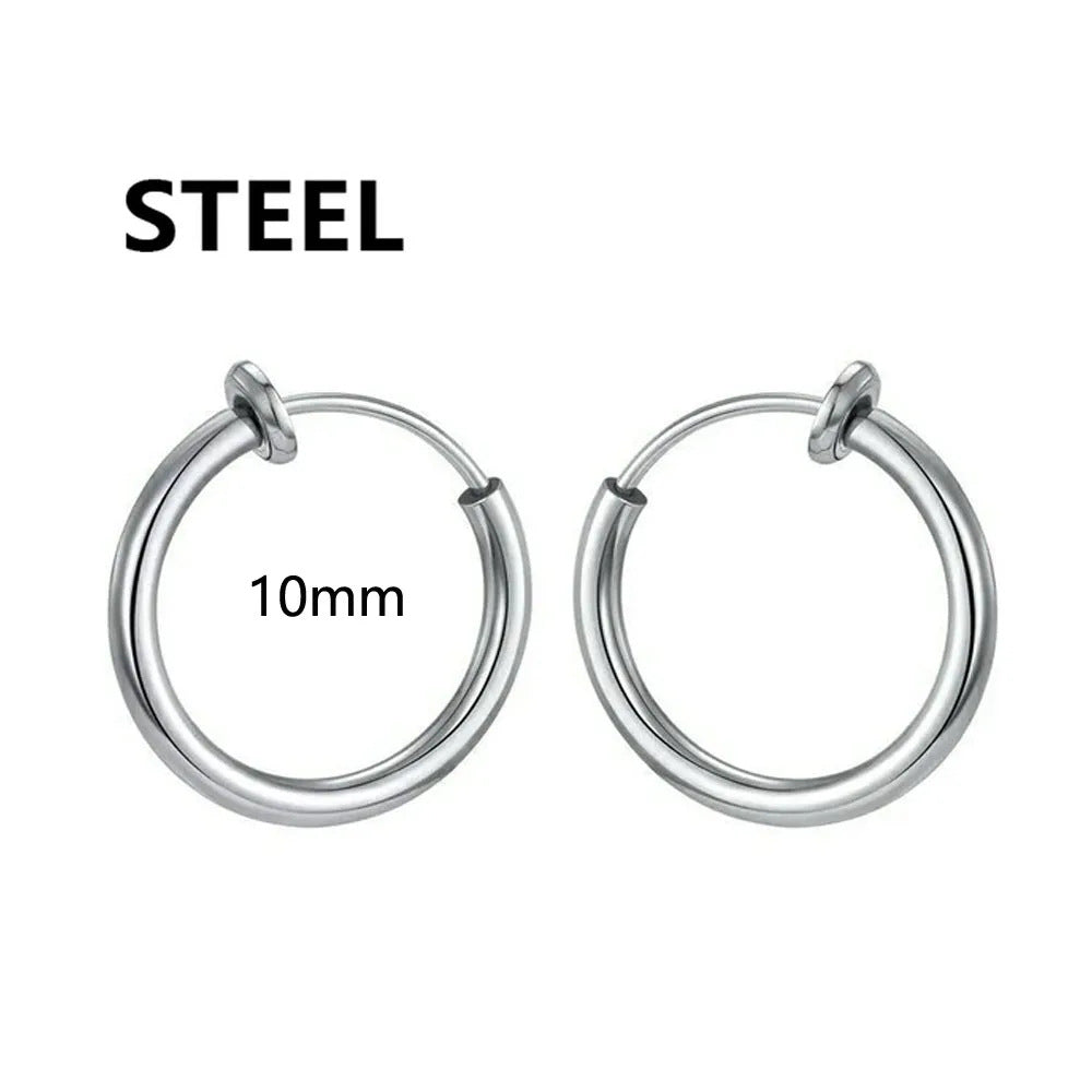 Stainless steel stud earrings for unpierced ear, magnet clip