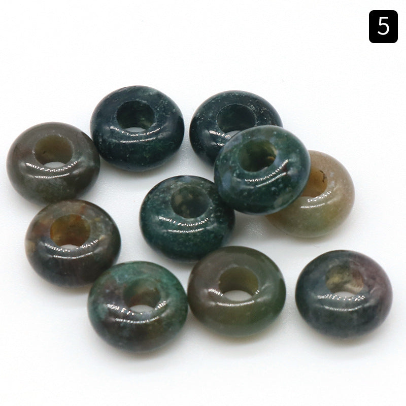 Natural abacus crystal agate jade with 5x10mm hole 4mm circle