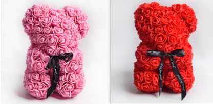 Valentine's Day Gift Rose Bear Eternal Flower Rose Teddy Bear PE Foam Bear 25cm Valentines Day