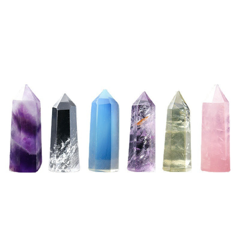 Natural Crystal Pillar Hexagonal Raw Stone Energy Household Decoration