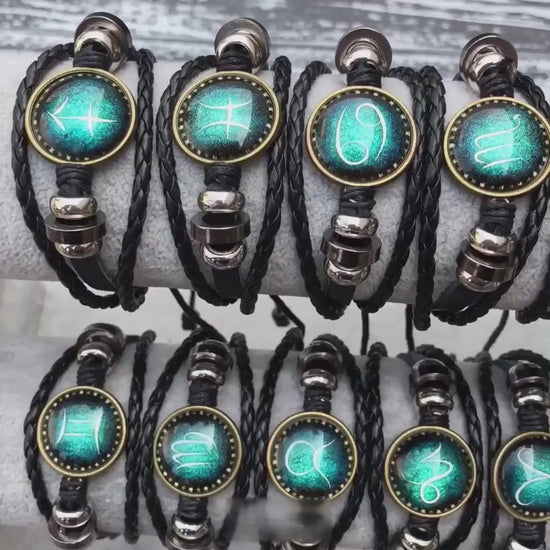 Zodiac leather bracelets